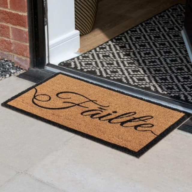 JVL Failte Irish Welcome Coir Doormat Latex Backed Natural Mat 60Cm X 40Cm