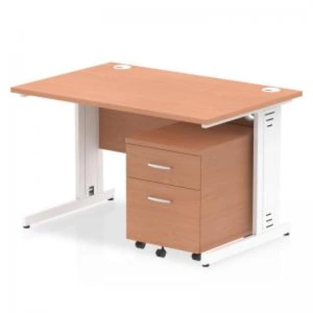 Dynamic Office Solutions Impulse 1200mm Cable Managed Straight Desk With Mobile Pedestal I003898