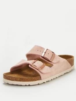 Birkenstock Arizona Suede Two Strap Flat Sandal - Light Rose, Light Rose, Size 4, Women