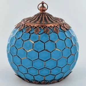LED Lantern Blue Geometric Pattern H17cm