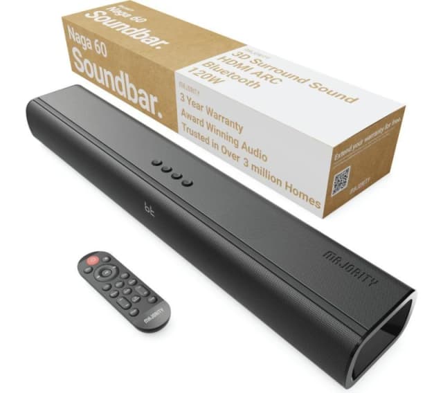 Majority Naga 60 2.1 Wireless Sound Bar, Black 5056444112316