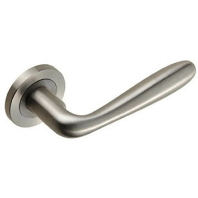 Loops PAIR Smooth Rounded Bar Handle on Round Rose Concealed Fix Satin Steel Metallics