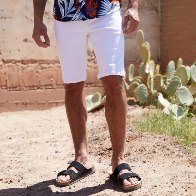 Threadbare 'Tillage' Overdyed Denim Shorts with Stretch White