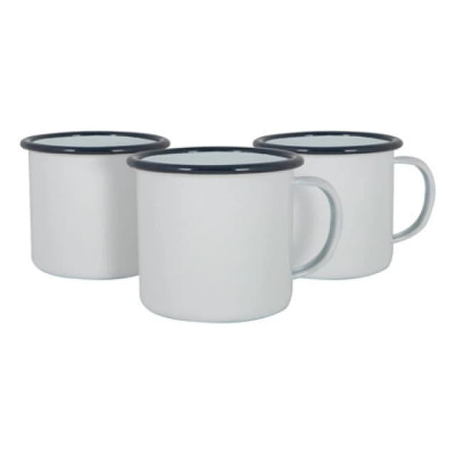 Argon Tableware White Enamel Mugs - 375Ml - Navy - Pack Of 6