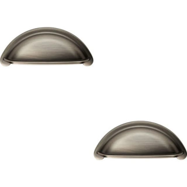 Loops 2x Cabinet Cup Pull Handle 94 x 41.5mm 76mm Fixing Centres Gun Metal Multi unisex