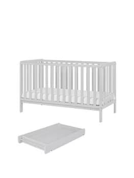 Tutti Bambini Malmo Cot Bed, Cot Top Changer and Mattress Bundle - Dove Grey
