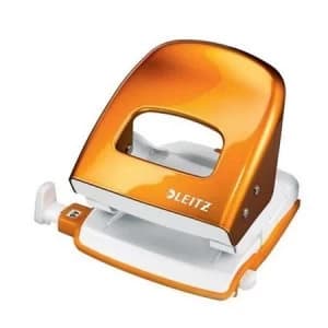 Leitz Durable Medium-Duty Metal Hole Punch Metallic Orange 30 Sheets of 80gsm Paper