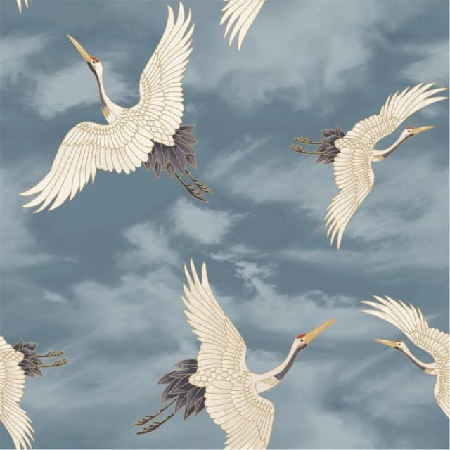 Catherine Lansfield Cranes Wallpaper Blue unisex One Size