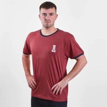 England Cricket Logo Crew Neck T Shirt Mens - Burgundy