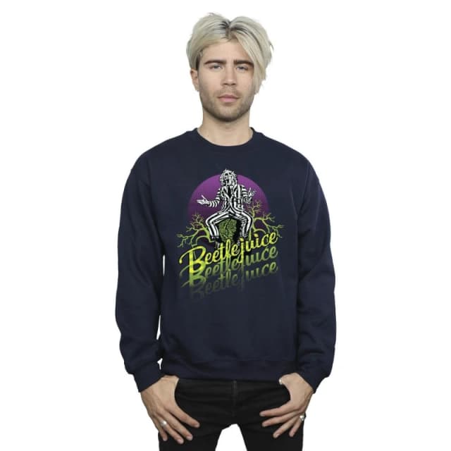 Beetlejuice Beetlejuice Men Purple Circle Sweatshirt in Navy Size: Small Navy S Male 5063153034648