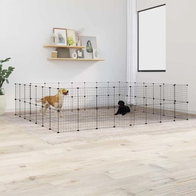 VIDAXL 60-Panel Pet Cage with Door Black 35x35cm Steel Vidaxl 8720287190752