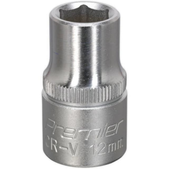 Loops 12mm Steel Drive Socket - 1/2" Square Drive - Chrome Vanadium Wrench Socket Metallics