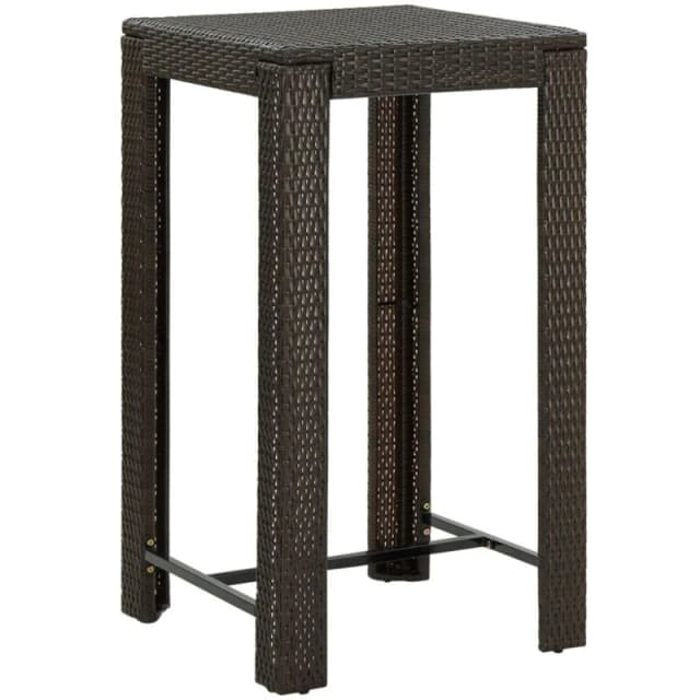 VIDAXL Garden Bar Table Brown 60.5x60.5x110.5cm Poly Rattan Vidaxl 8720286003060