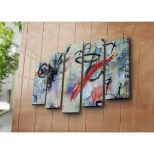 5PATK-138 Multicolor Decorative Canvas Painting (5 Pieces)