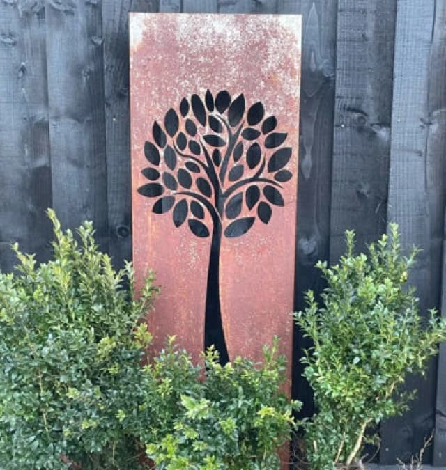 Poppy Forge Tree Garden Screen Small Bare Metal/ready To Rust - Steel - L124 X W35.5 X H116.4 Cm