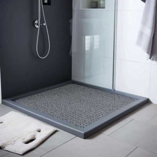 Nicoman Anti Slip Pvc Loofah Shower Mat Anti Mould Washable Bath Mat - Square 53X53Cm