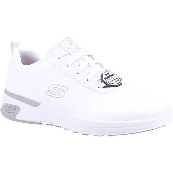 Skechers Womens Marsing Gmina Slip Resistant Leather Shoes UK Size 4 (EU 37) White SKE1498-WHT-4