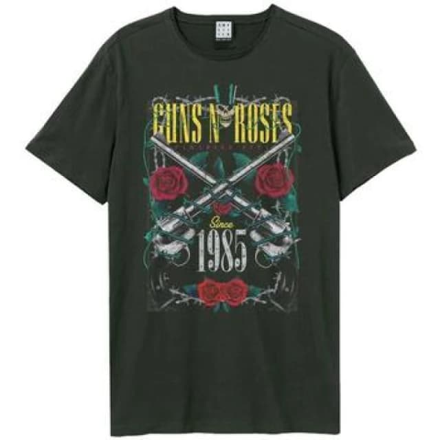 Amplified Amplified Men Big Guns Guns N Roses T-Shirt in Charcoal Size: X-Small Charcoal XS Male 5063425486304