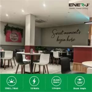 Ener-j - 18W Recessed Round LED Mini Panel 220mm diameter (Hole Size 205mm), 4000K (Pack of 4)