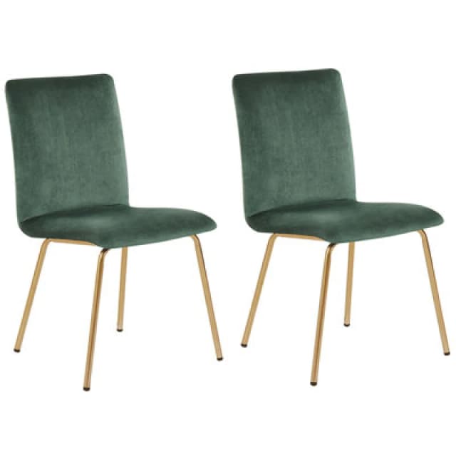Beliani Set Of 2 Dining Chairs Rubio Velvet Emerald Green