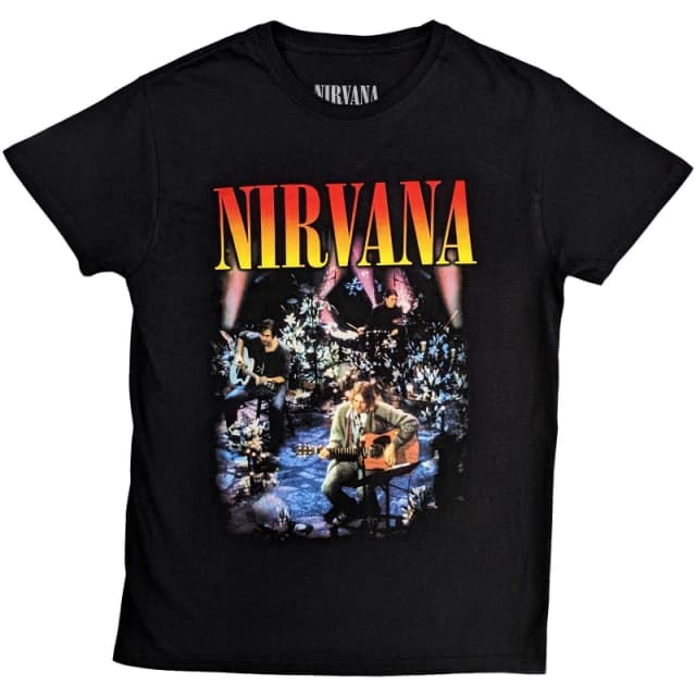 Nirvana Nirvana Men Unplugged Photograph T-Shirt in Black Size: Small Black S Male 5063238336421