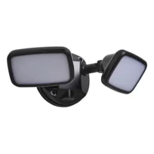 Zinc LYNN LED Twin Security Spotlight 20W Cool White Black