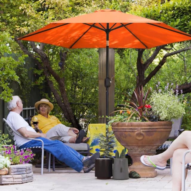 OUTSUNNY 2.6M Garden Parasol Umbrella with Aluminium Pole, Tilt, Crank in Orange Size: 260cm x 100cm Orange Unisex 260cm x 100 cm