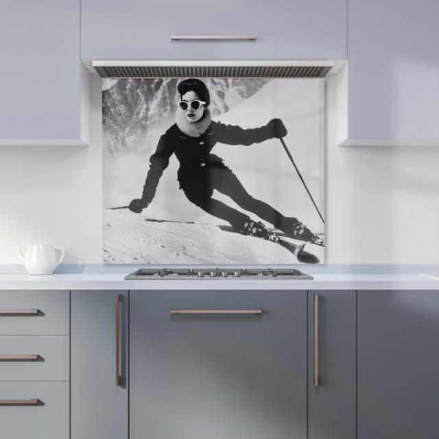 Warren Reed - Designer Glamorous Slopes of the 60s Kitchen Splashback in Black Size: 600mm x 750mm Black Unisex 600mm x 750mm