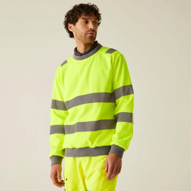 Regatta Mens Hi-Vis Pro Contract Crew Neck Sweatshirt Yellow male S