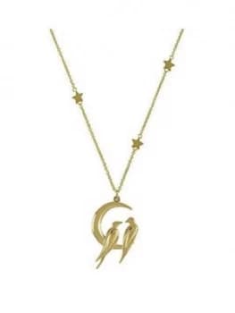 Sara Miller 18Ct Gold Plated Crescent Moon Love Birds Necklace