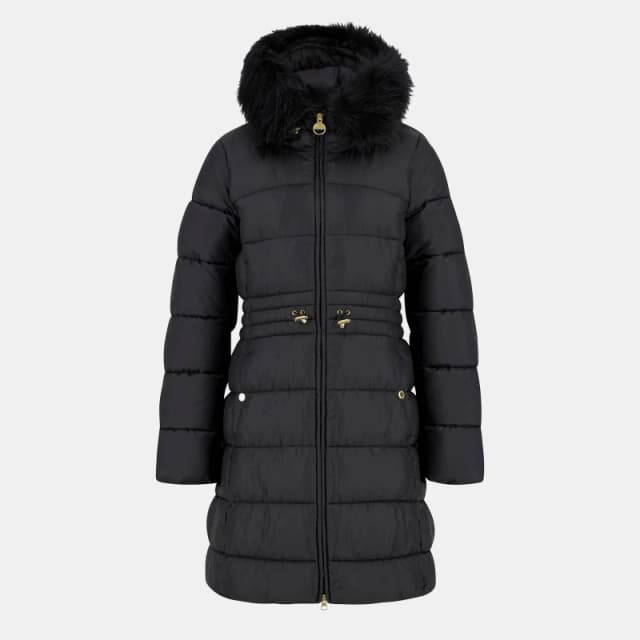 Barbour International Womens Anastasia Detachable Hood Slim Fit Medium Puffer Jacket Black female 14 (L)