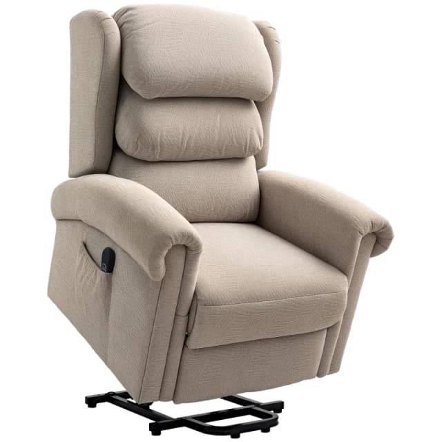 HOMCOM Power Lift Recliner Chair for Elderly with Remote Control - Khaki TJ Hughes 5063603369689