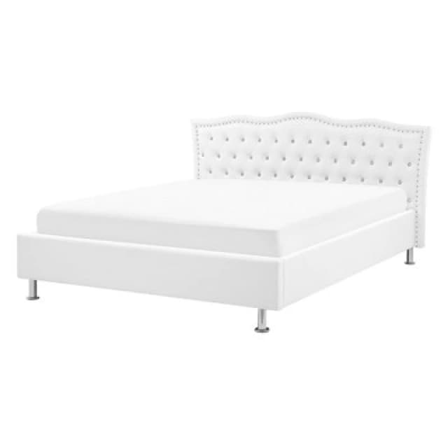 Beliani Bed Faux Leather Metz 140 X 200 Cm (Eu Double) White
