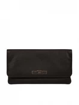 Pure Luxuries London Golders Leather Flap Over Clutch Bag - Black