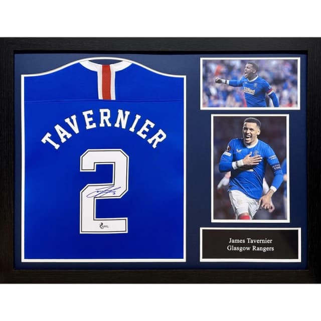 AllStarSignings Ltd James Tavernier signed & framed Glasgow Rangers sh Blue unisex One Size