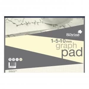 Silvine A3 Designer Graph Pad 50 Sheets 85gsm 1mm 5mm 10mm Grid Wove
