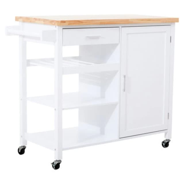 Premier Housewares Interiors By Premier Contemporary White Kitchen Trolley, Sturdy Kitchen Trolley For Entertaining Guests, Versatile Storge Trolley