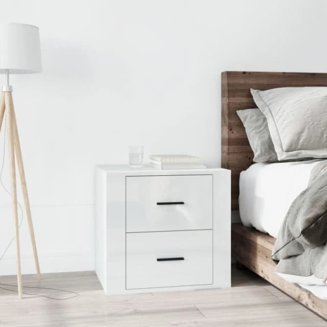 Vidaxl Bedside Cabinet High Gloss White 50X39X47 Cm, White 816706