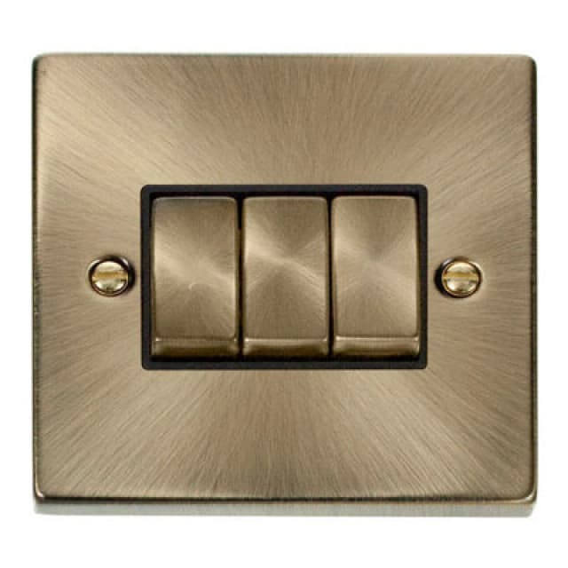SE Home Antique Brass 10A 3 Gang 2 Way Ingot Light Switch Gold unisex