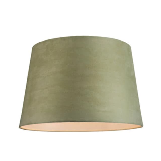 Happy Homewares Olive Green Velvet 12" Drum Lamp Shade With White Cotton Inner