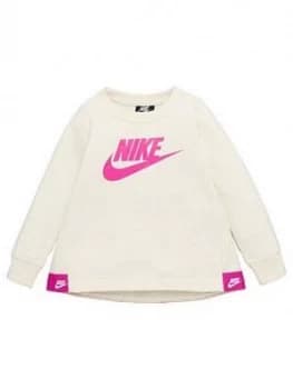 Boys, Nike Sportswear Younger Girls Futura Crew Neck Sweat - Cream, Grey Heather, Size 2-3 Years