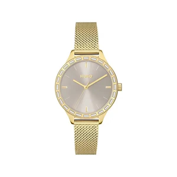 HUGO 1540116 Flash Gold Plated Mesh Bracelet Watch - W45346