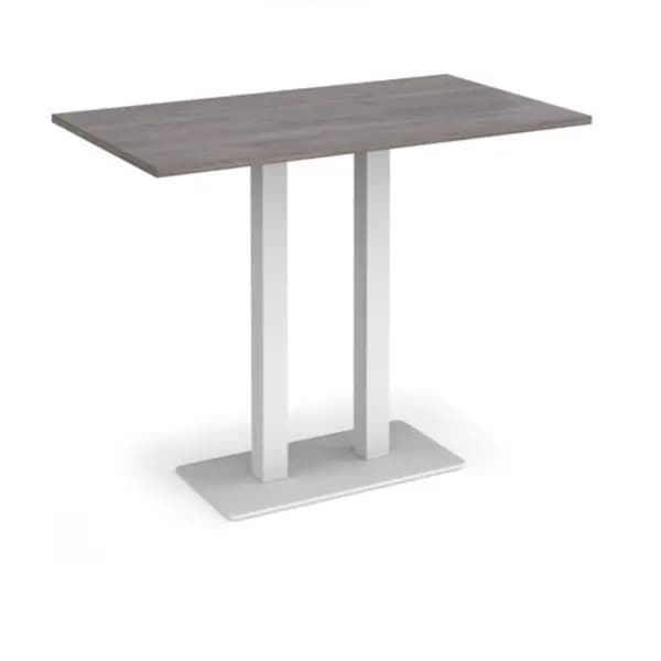 Eros Eros rectangular poseur table with flat white rectangular base and twin uprights 1400mm x 800mm - grey oak EPR1400-WH-GO
