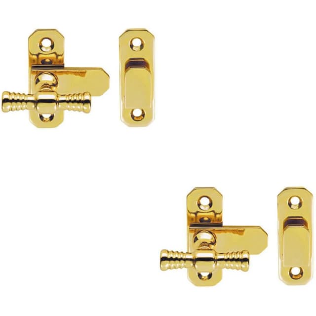 Loops 2x Window T Handle Fastener 57 x 19mm Polished Brass Cabinet Door Lock Metallics unisex