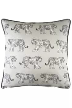 Safari Tiger Repeat Printed Piped Cushion