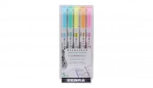 Zebra Mildliner Double Ended Highlighter Assorted PK5