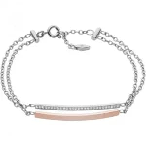 Ladies Fossil Two-Tone Steel and Rose Plate Iconic Bracelet