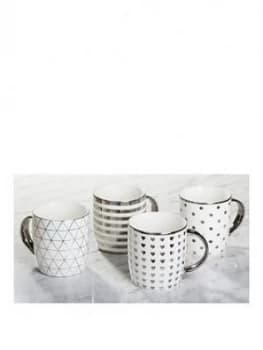 Waterside Metallic Silver Mugs ; Set Of 4
