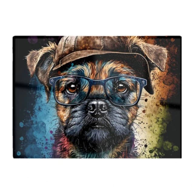 Warren Reed Designer Border Terrier Dog Face Splashart Chopping Board