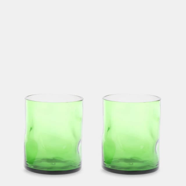 Off White Crumple Cocktail Glasses Green Black unisex One Size